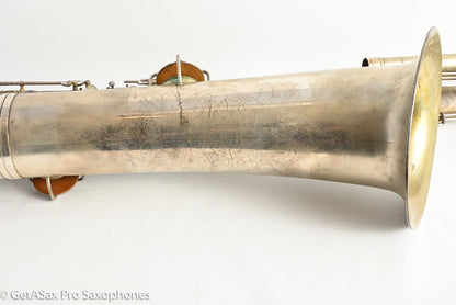 Conn 14M Bass Saxophone Super Clean Original Silver Plate ‘Plumber Neck’ Amazing! 222160