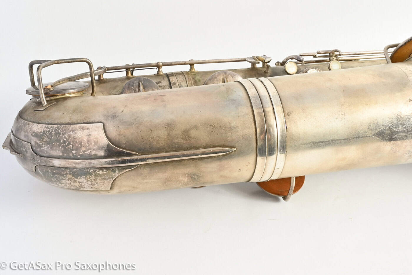 Conn 14M Bass Saxophone Super Clean Original Silver Plate ‘Plumber Neck’ Amazing! 222160