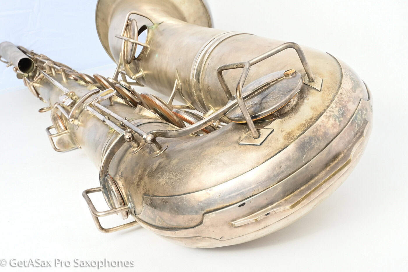 Conn 14M Bass Saxophone Super Clean Original Silver Plate ‘Plumber Neck’ Amazing! 222160