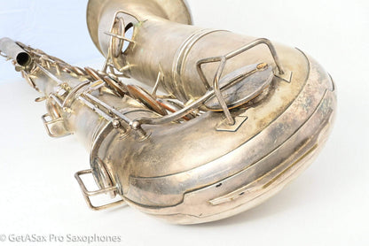 Conn 14M Bass Saxophone Super Clean Original Silver Plate ‘Plumber Neck’ Amazing! 222160