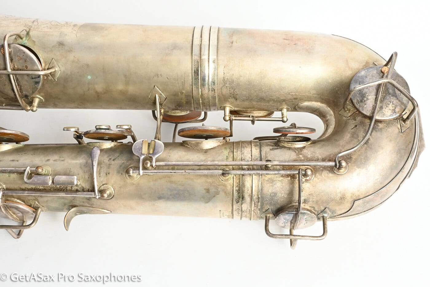 Conn 14M Bass Saxophone Super Clean Original Silver Plate ‘Plumber Neck’ Amazing! 222160