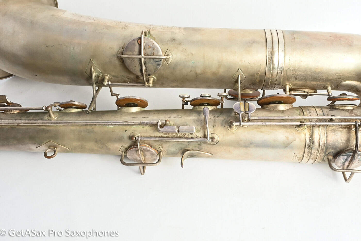 Conn 14M Bass Saxophone Super Clean Original Silver Plate ‘Plumber Neck’ Amazing! 222160