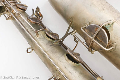 Conn 14M Bass Saxophone Super Clean Original Silver Plate ‘Plumber Neck’ Amazing! 222160