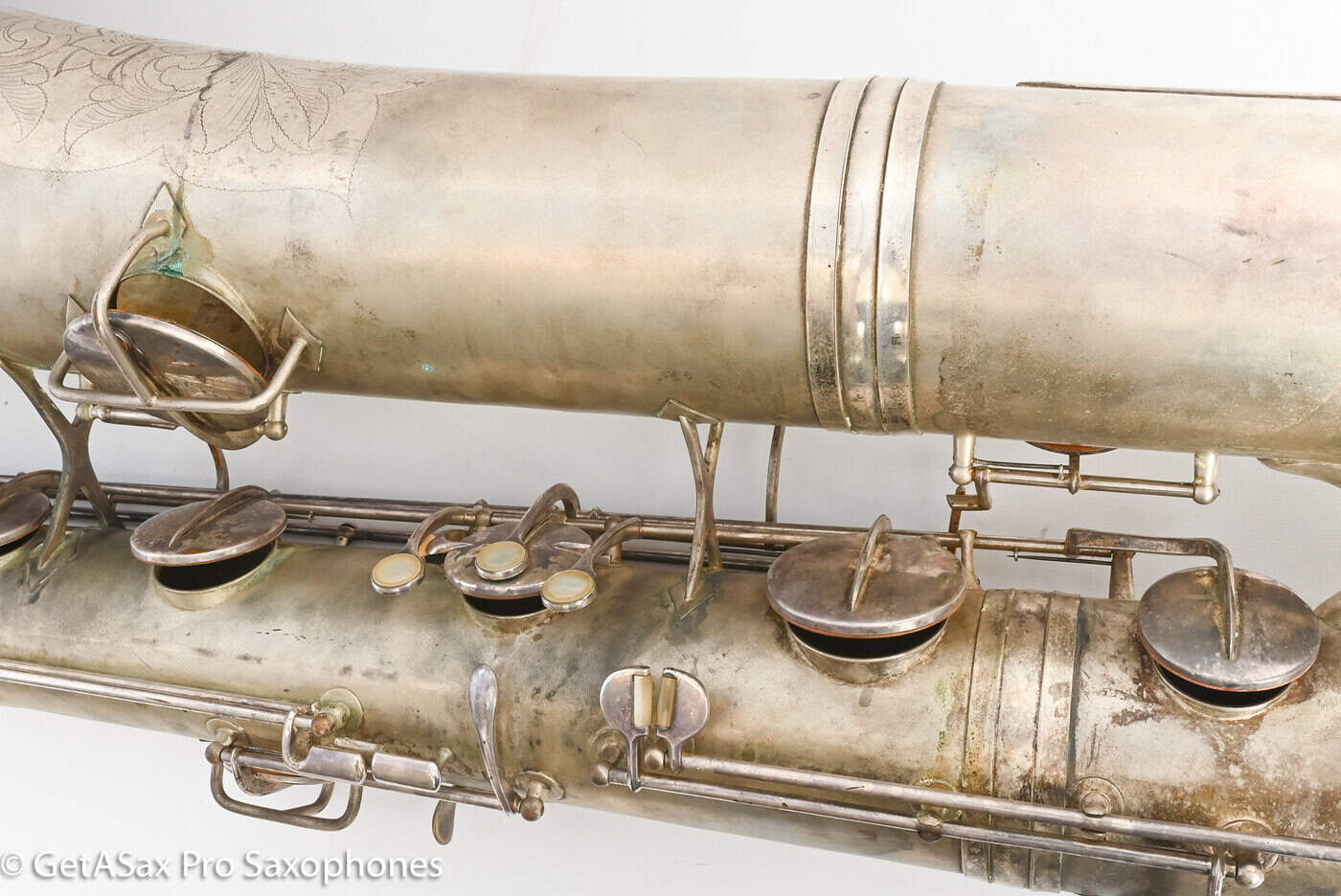 Conn 14M Bass Saxophone Super Clean Original Silver Plate ‘Plumber Neck’ Amazing! 222160