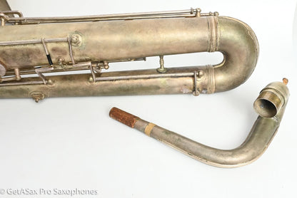 Conn 14M Bass Saxophone Super Clean Original Silver Plate ‘Plumber Neck’ Amazing! 222160