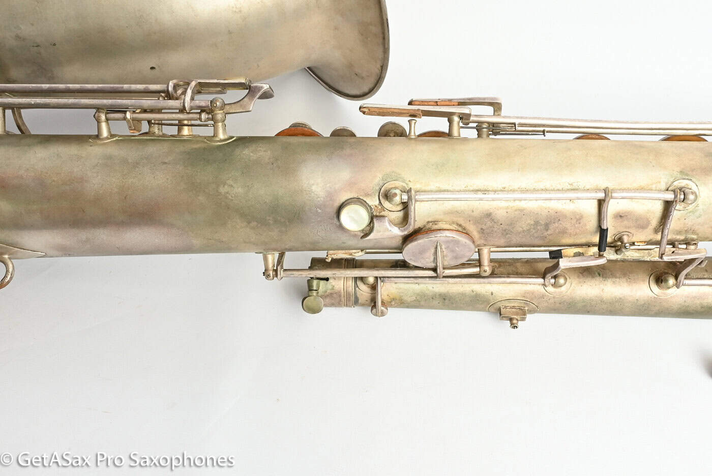 Conn 14M Bass Saxophone Super Clean Original Silver Plate ‘Plumber Neck’ Amazing! 222160