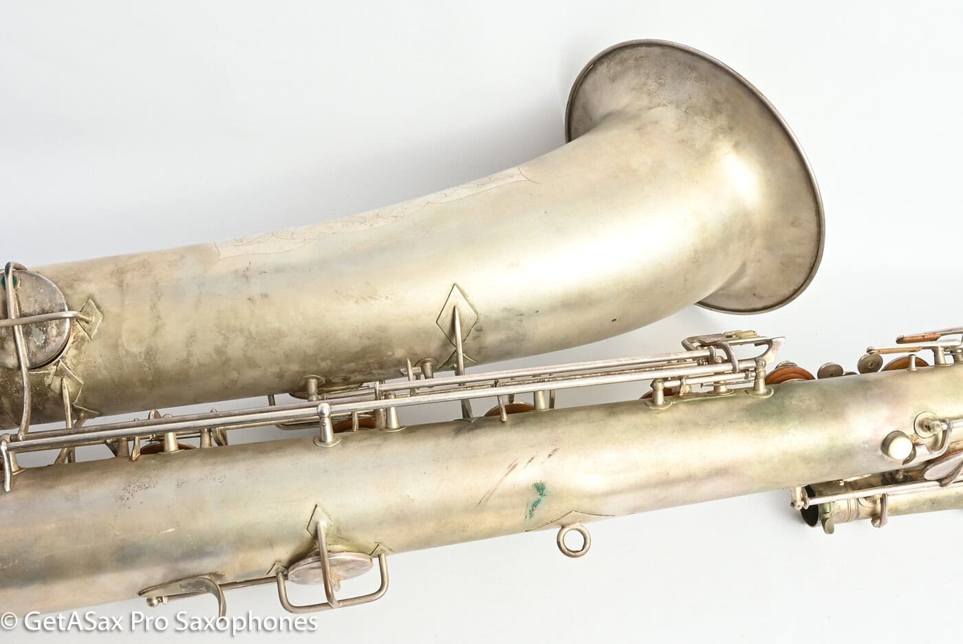 Conn 14M Bass Saxophone Super Clean Original Silver Plate ‘Plumber Neck’ Amazing! 222160