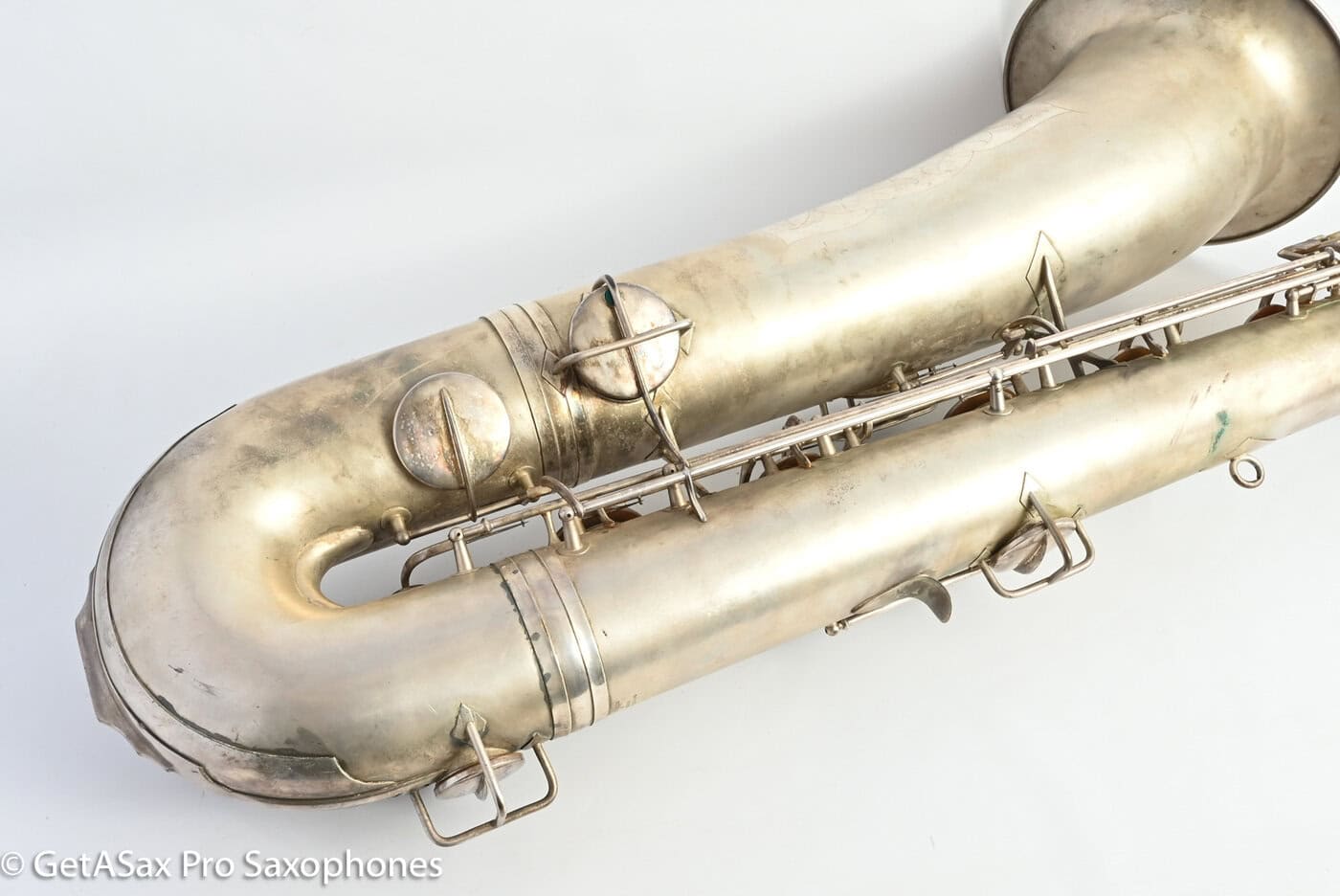 Conn 14M Bass Saxophone Super Clean Original Silver Plate ‘Plumber Neck’ Amazing! 222160