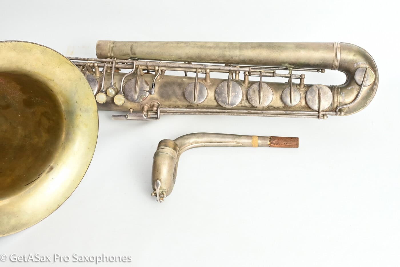 Conn 14M Bass Saxophone Super Clean Original Silver Plate ‘Plumber Neck’ Amazing! 222160