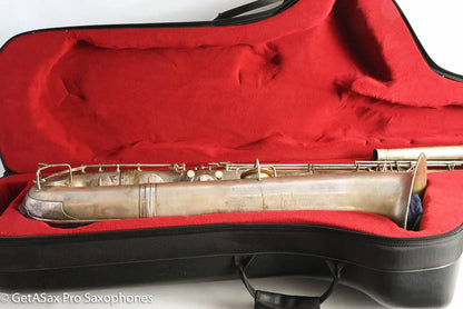 Conn 14M Bass Saxophone Super Clean Original Silver Plate ‘Plumber Neck’ Amazing! 222160