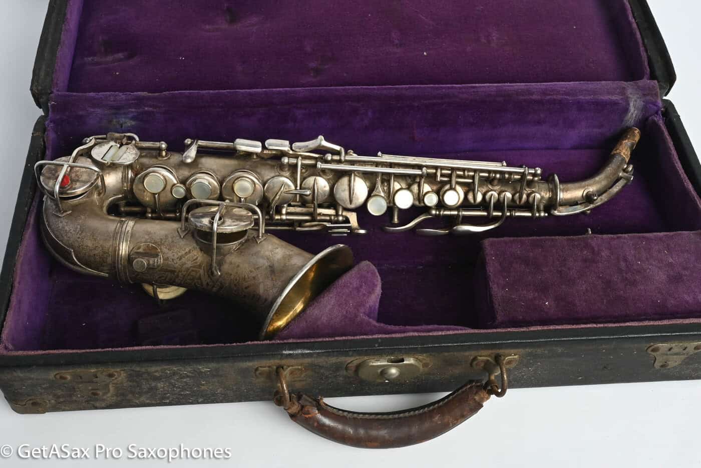 Conn 4M Curved Soprano Original Silver Plate Orig Pads Art Deco Engraved Rare! 239359