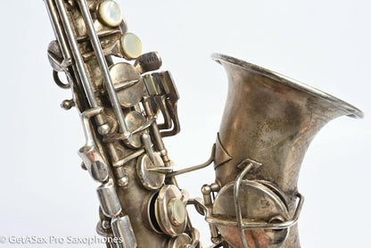 Conn 4M Curved Soprano Original Silver Plate Orig Pads Art Deco Engraved Rare! 239359