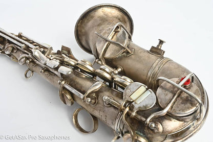 Conn 4M Curved Soprano Original Silver Plate Orig Pads Art Deco Engraved Rare! 239359