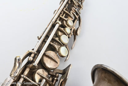 Conn 4M Curved Soprano Original Silver Plate Orig Pads Art Deco Engraved Rare! 239359