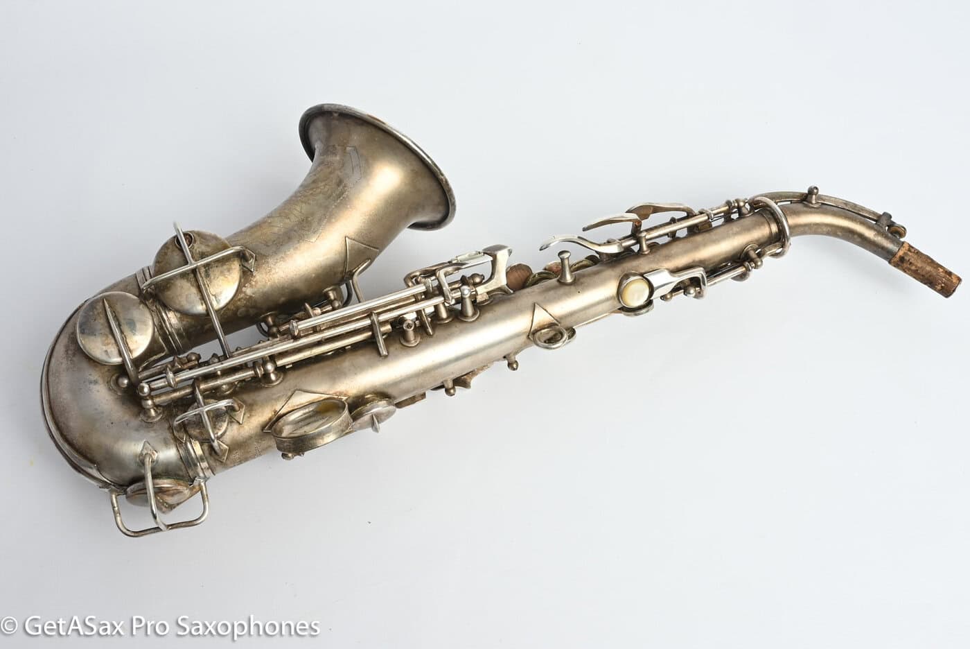 Conn 4M Curved Soprano Original Silver Plate Orig Pads Art Deco Engraved Rare! 239359