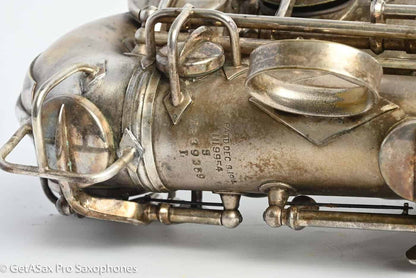 Conn 4M Curved Soprano Original Silver Plate Orig Pads Art Deco Engraved Rare! 239359