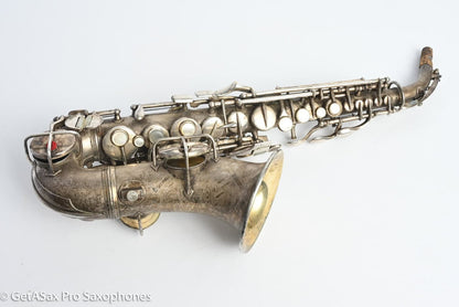 Conn 4M Curved Soprano Original Silver Plate Orig Pads Art Deco Engraved Rare! 239359