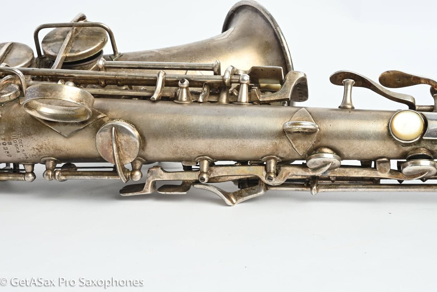 Conn 4M Curved Soprano Original Silver Plate Orig Pads Art Deco Engraved Rare! 239359