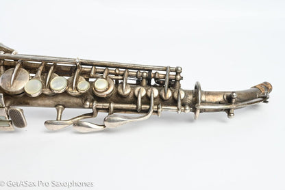 Conn 4M Curved Soprano Original Silver Plate Orig Pads Art Deco Engraved Rare! 239359