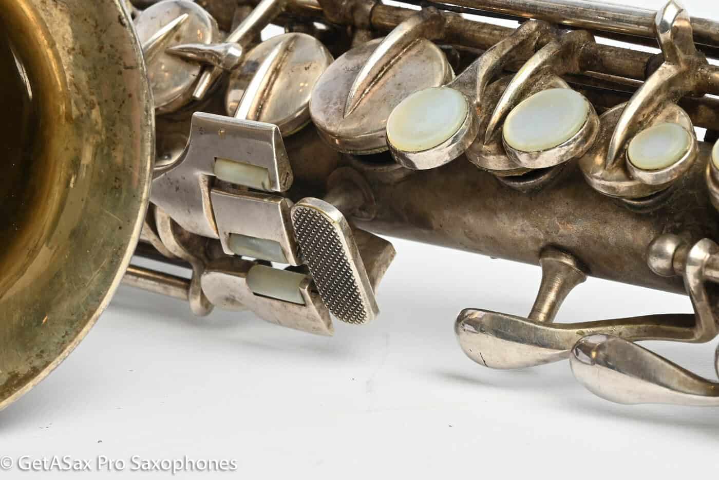 Conn 4M Curved Soprano Original Silver Plate Orig Pads Art Deco Engraved Rare! 239359