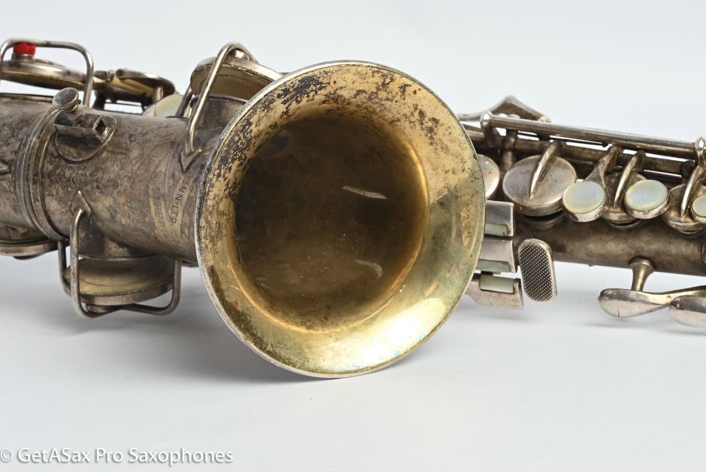 Conn 4M Curved Soprano Original Silver Plate Orig Pads Art Deco Engraved Rare! 239359