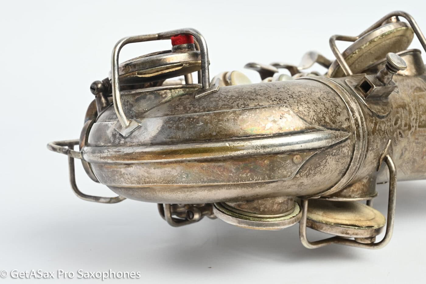 Conn 4M Curved Soprano Original Silver Plate Orig Pads Art Deco Engraved Rare! 239359