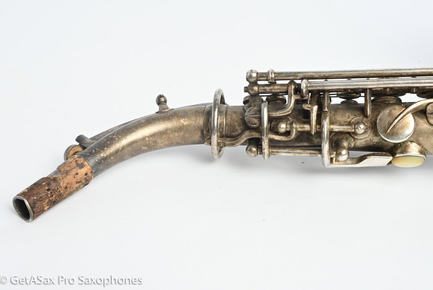 Conn 4M Curved Soprano Original Silver Plate Orig Pads Art Deco Engraved Rare! 239359