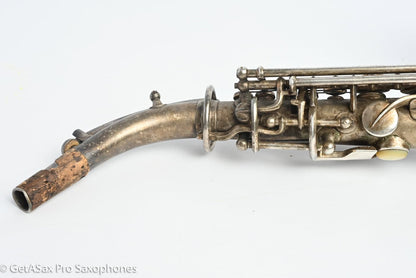 Conn 4M Curved Soprano Original Silver Plate Orig Pads Art Deco Engraved Rare! 239359