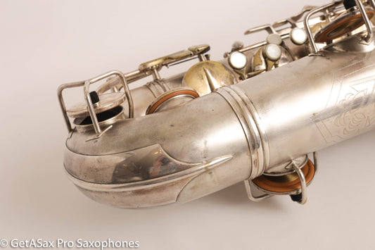 Conn Art Deco Transitional NWII / 10M Tenor Original Silver Plate Recent Overhaul 244566