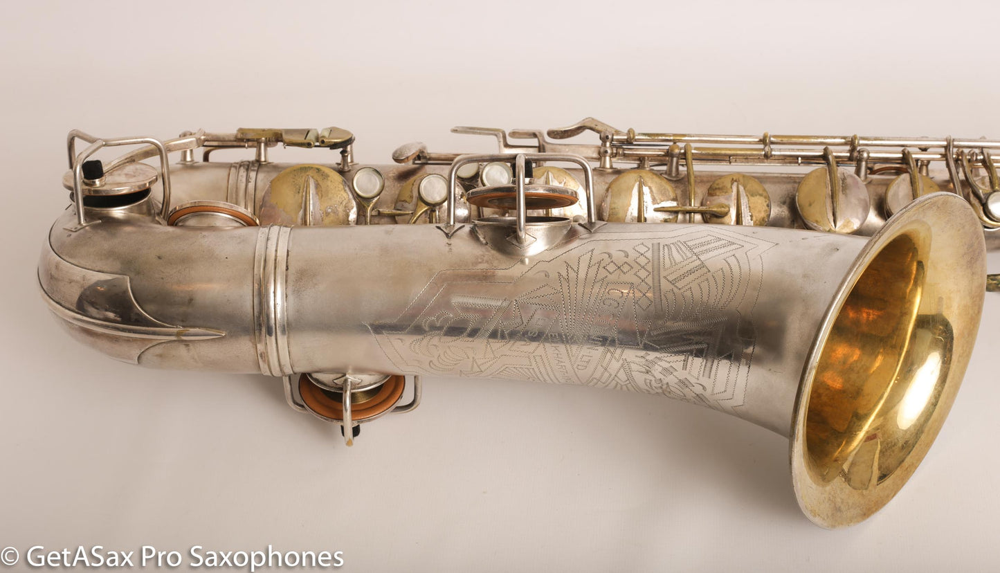 Conn Art Deco Transitional NWII / 10M Tenor Original Silver Plate Recent Overhaul 244566