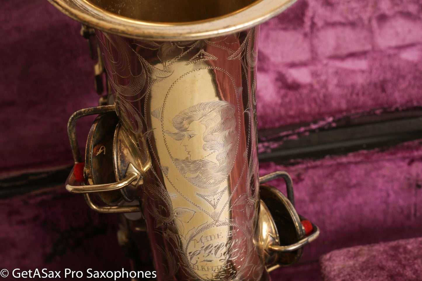 Conn New Wonder 1 Alto Burnished Gold Stunning Portrait Engraved Old Pads 139214