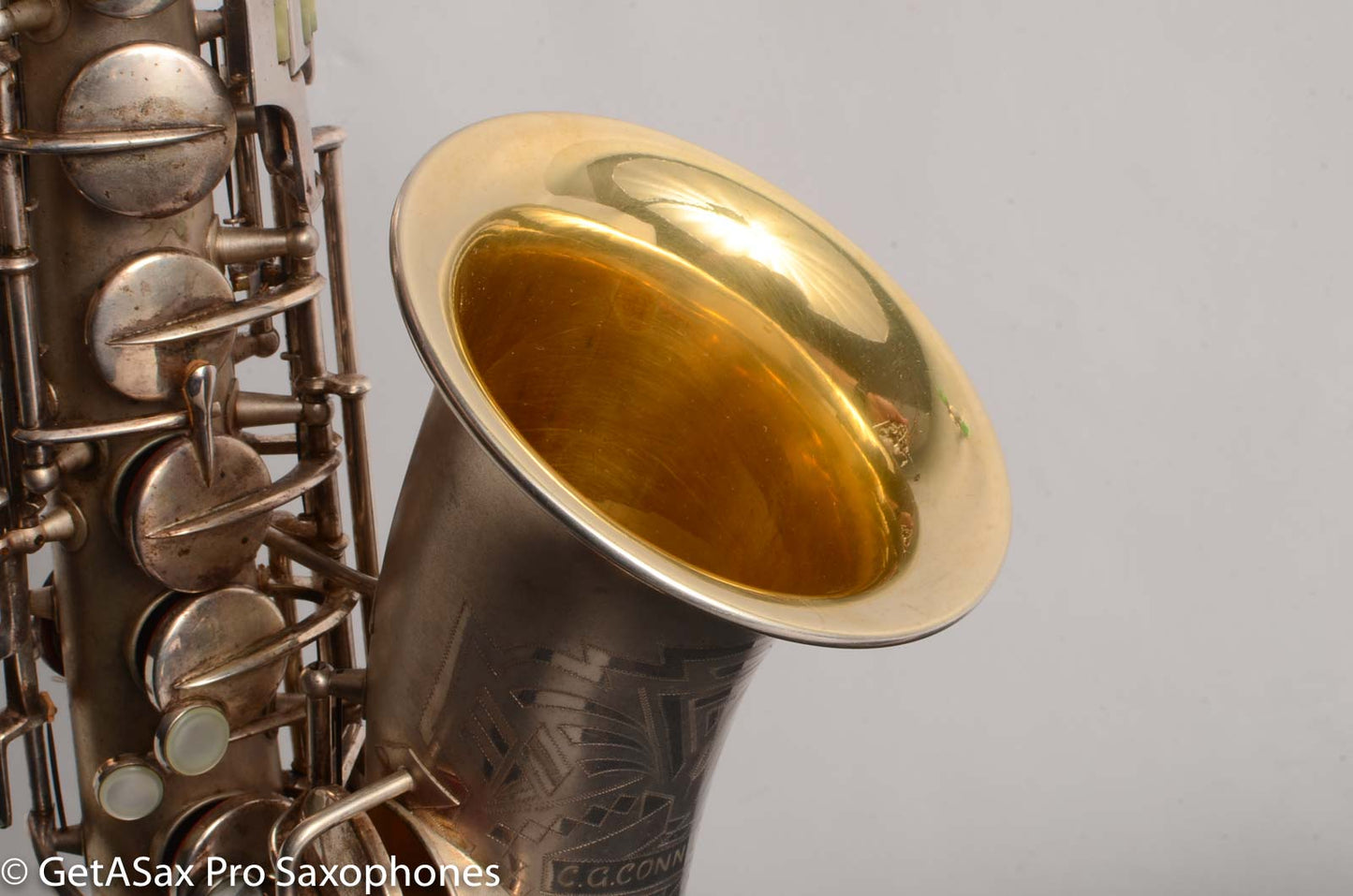 Conn 'Transitional' Art Deco-engraved Alto Original Silver, Overhauled!