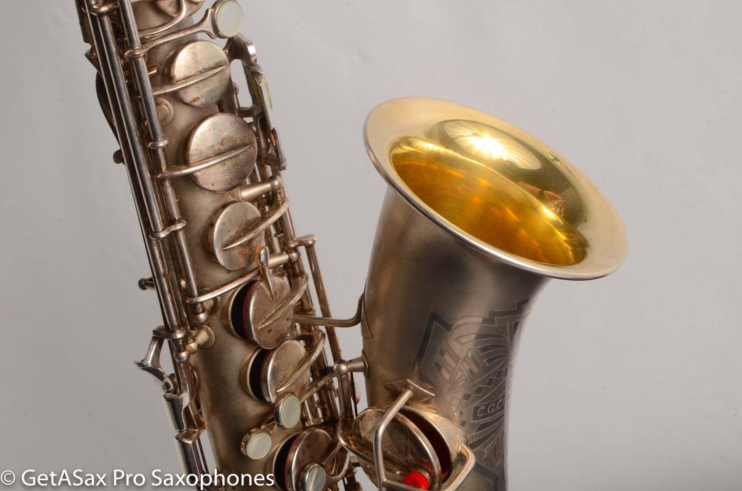 Conn 'Transitional' Art Deco-engraved Alto Original Silver, Overhauled!