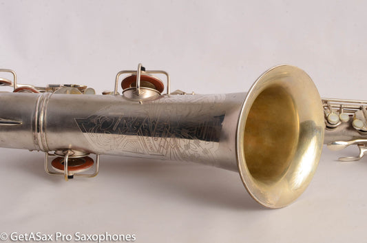 Conn 10M Transitional Tenor Saxophone 250009 Art Deco Silver Plate Recent Overhaul Outstanding!