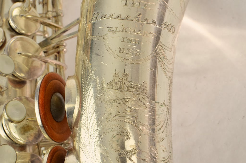 Buescher 400 Top Hat and Cane Alto Saxophone 355xxx Silver