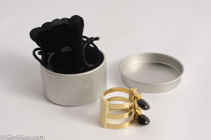 Tenor Hard Rubber Brilhart 3-Band Reproduction Ligature Echo Brass