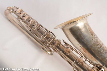 Conn (Holton) Bass Saxophone Good Playing Condition Original Silver Plate CLEAN P22298