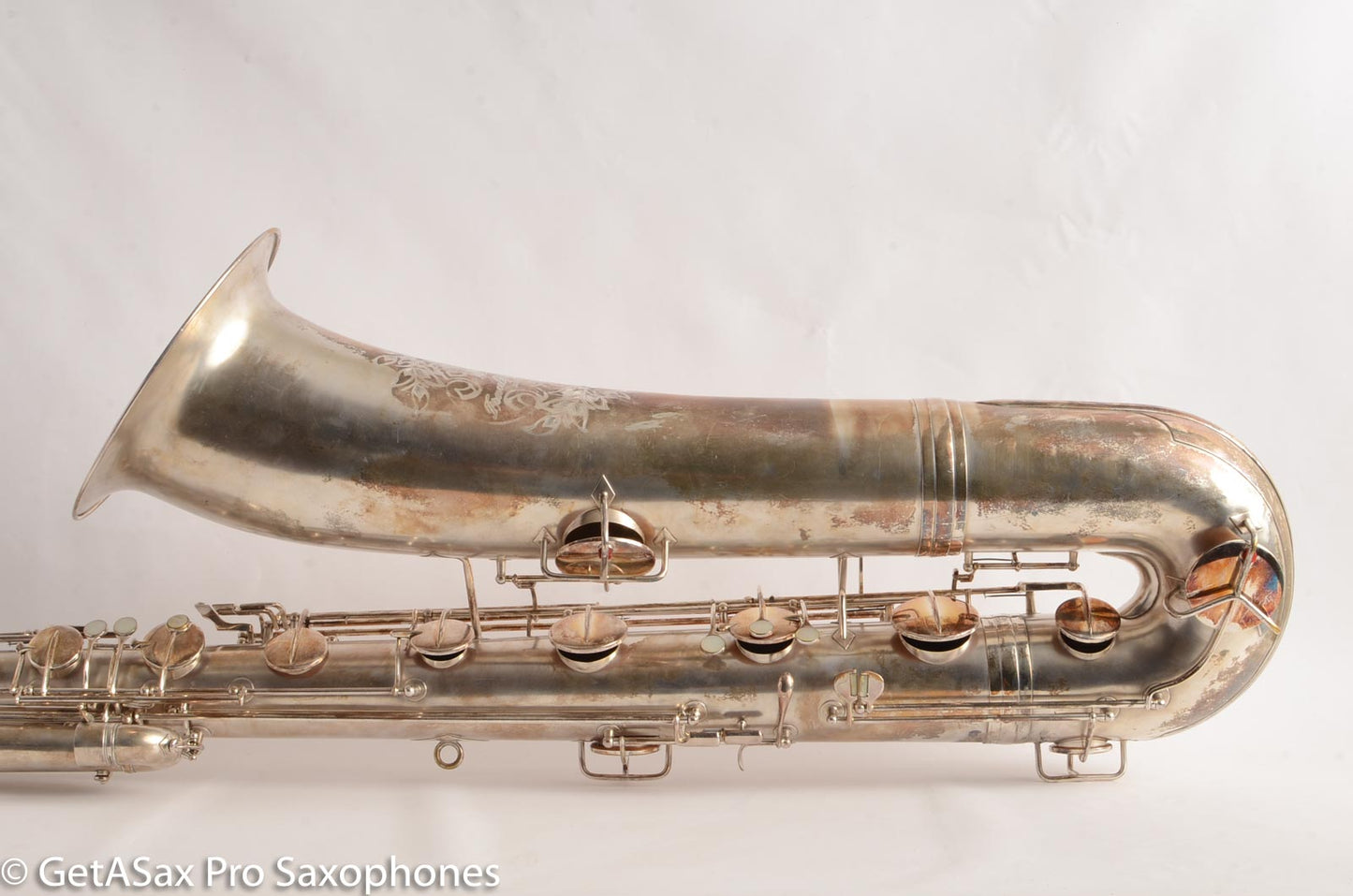 Conn (Holton) Bass Saxophone Good Playing Condition Original Silver Plate CLEAN P22298
