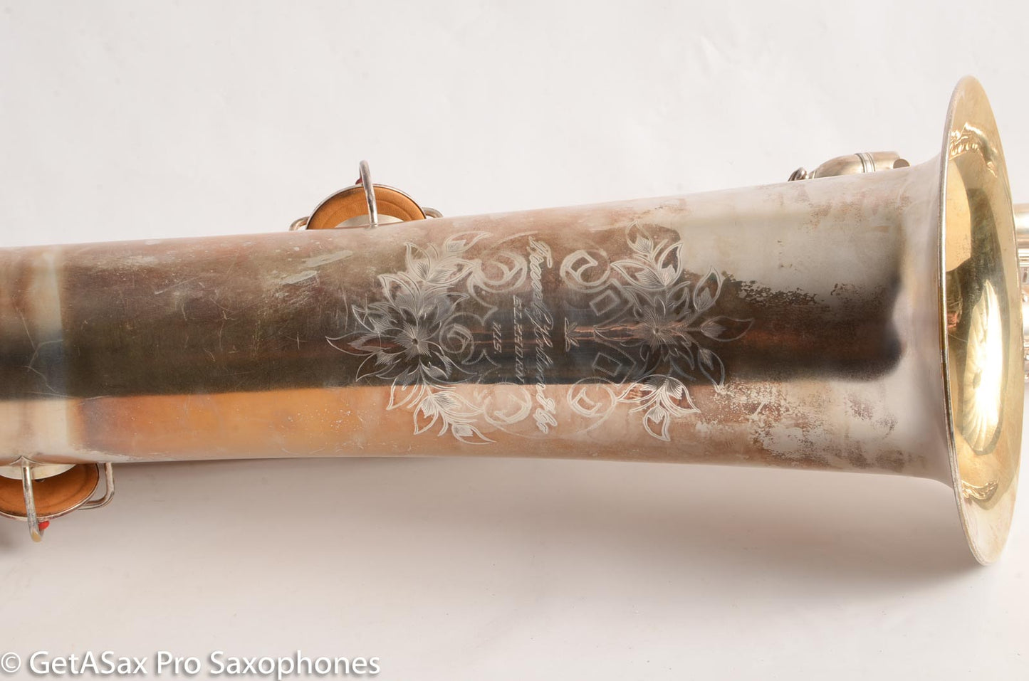 Conn (Holton) Bass Saxophone Good Playing Condition Original Silver Plate CLEAN P22298