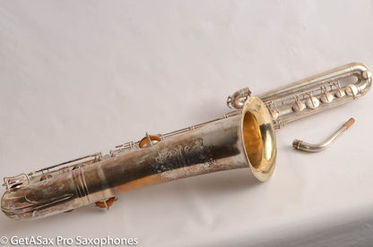 Conn (Holton) Bass Saxophone Good Playing Condition Original Silver Plate CLEAN P22298
