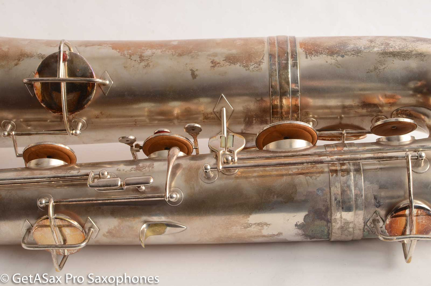 Conn (Holton) Bass Saxophone Good Playing Condition Original Silver Plate CLEAN P22298