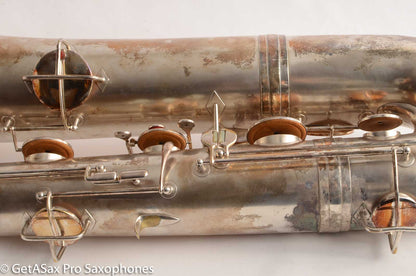 Conn (Holton) Bass Saxophone Good Playing Condition Original Silver Plate CLEAN P22298