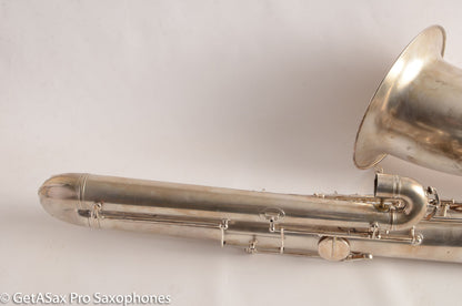 Conn (Holton) Bass Saxophone Good Playing Condition Original Silver Plate CLEAN P22298
