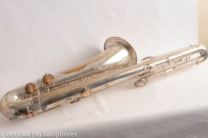 Conn (Holton) Bass Saxophone Good Playing Condition Original Silver Plate CLEAN P22298