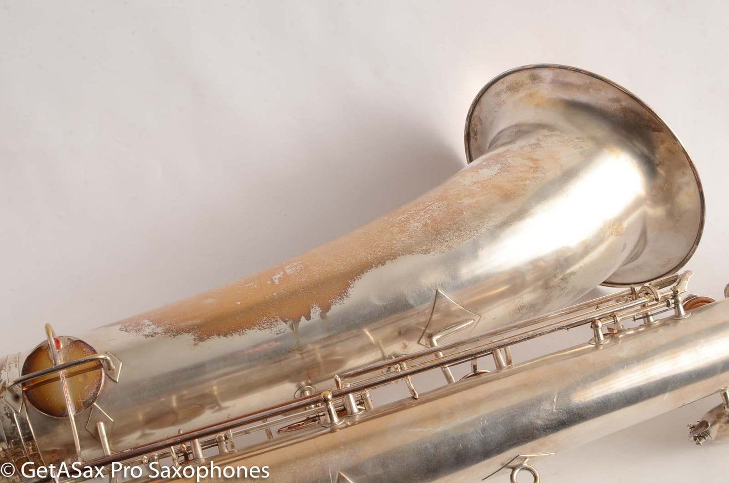 Conn (Holton) Bass Saxophone Good Playing Condition Original Silver Plate CLEAN P22298