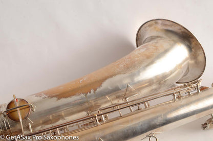 Conn (Holton) Bass Saxophone Good Playing Condition Original Silver Plate CLEAN P22298