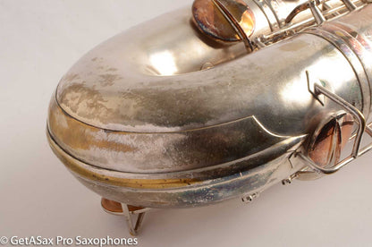 Conn (Holton) Bass Saxophone Good Playing Condition Original Silver Plate CLEAN P22298