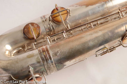 Conn (Holton) Bass Saxophone Good Playing Condition Original Silver Plate CLEAN P22298