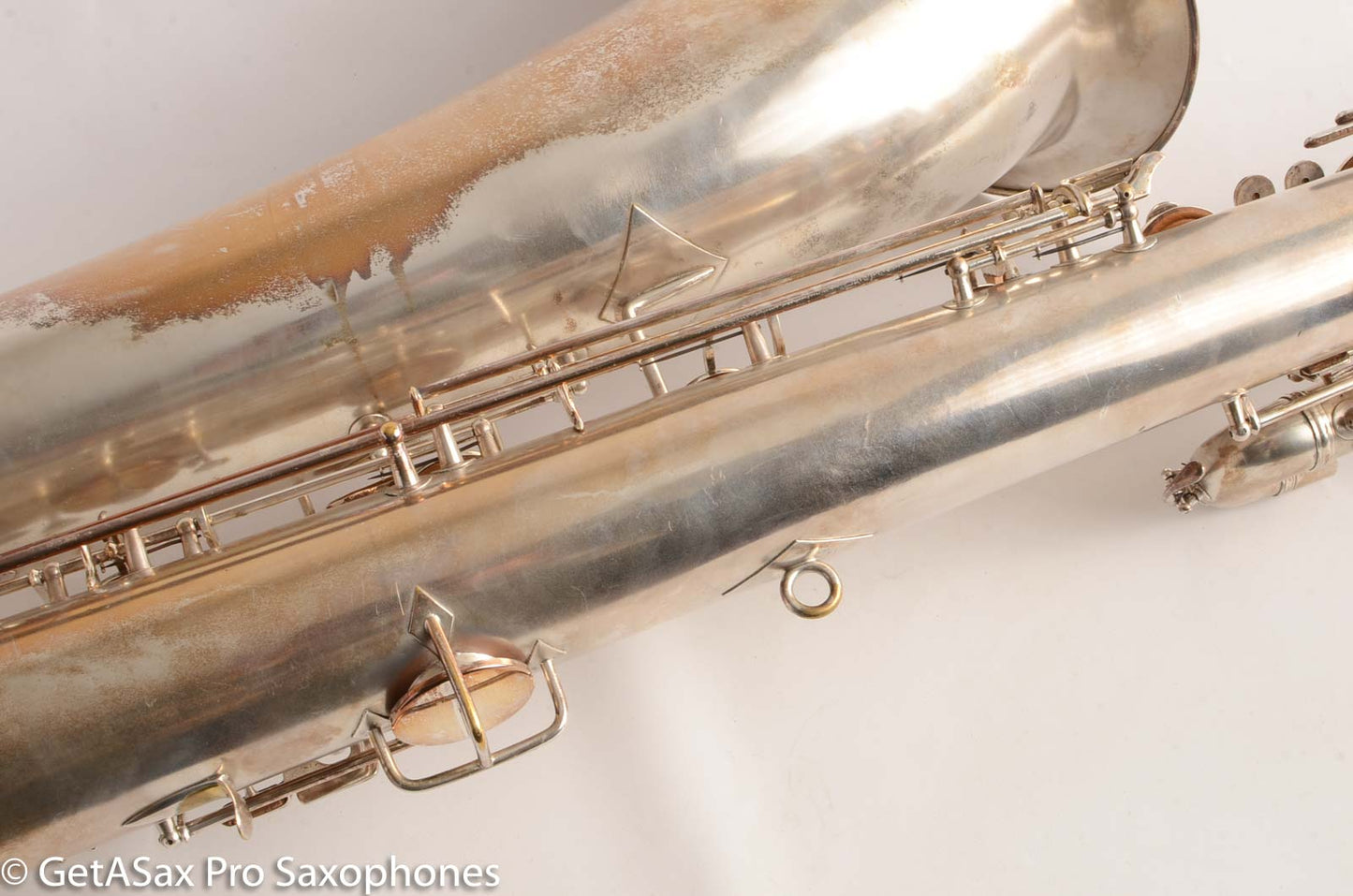 Conn (Holton) Bass Saxophone Good Playing Condition Original Silver Plate CLEAN P22298