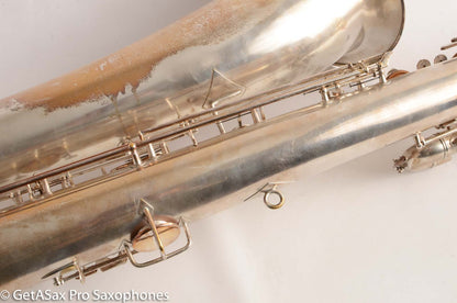 Conn (Holton) Bass Saxophone Good Playing Condition Original Silver Plate CLEAN P22298